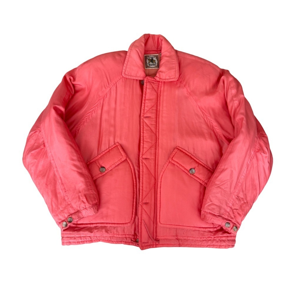 Kriss Kross Pink Silk Blend Quilted Bomber Jacket Women's Size S oversized